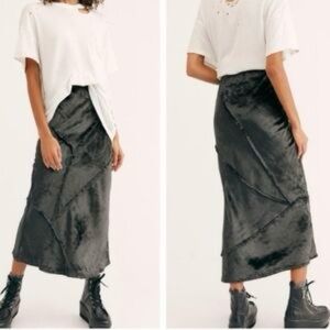 Free People Serious Swagger velvet midi skirt, size S